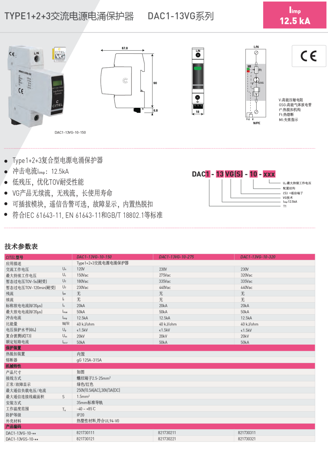 DAC1-13VGS-31-385 CITEL西岱爾電涌保護(hù)器：雷電防護(hù)的智能化解決方案