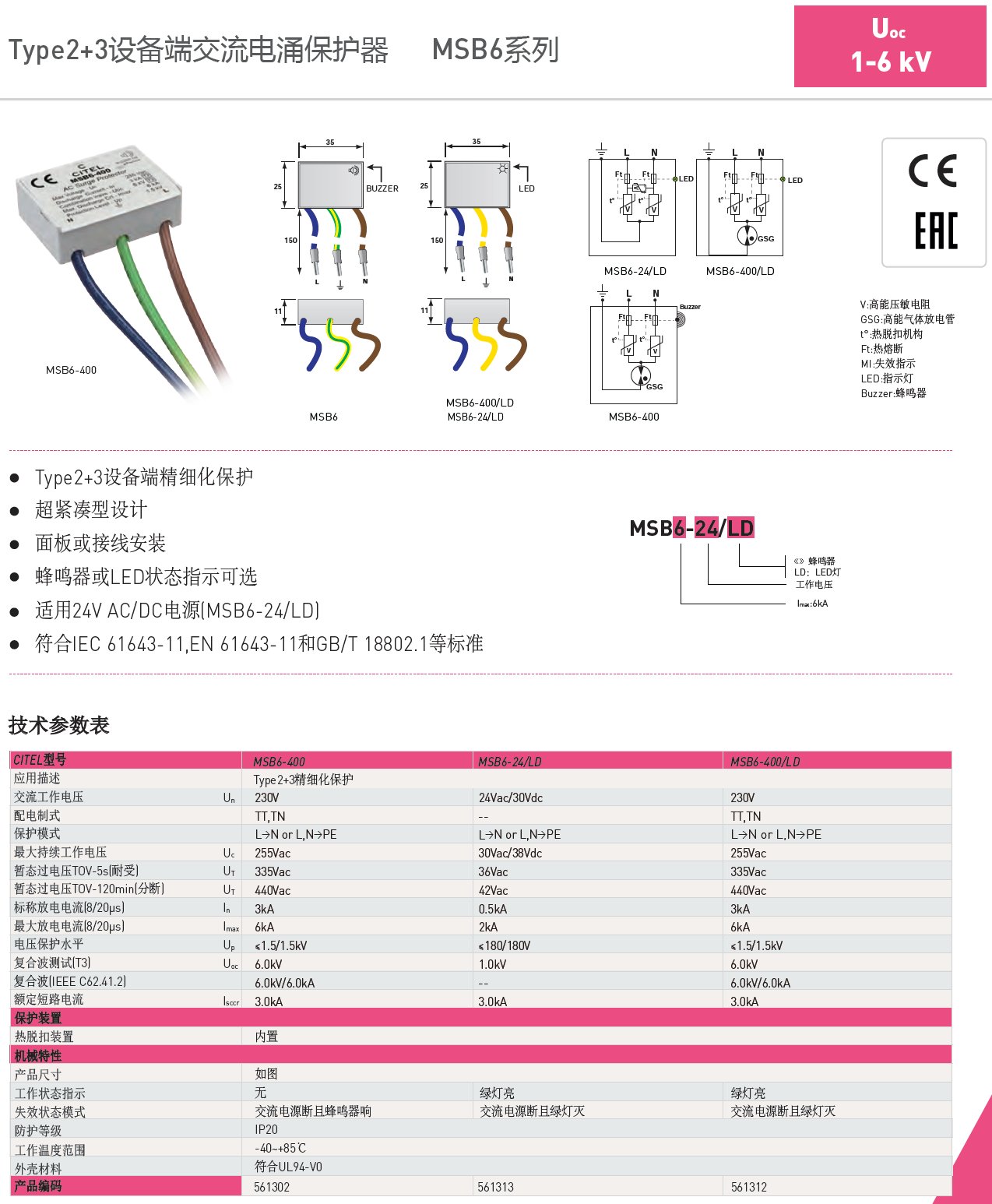 MSB6-24/LD CITEL西岱爾電涌保護(hù)器：高效防護(hù)，守