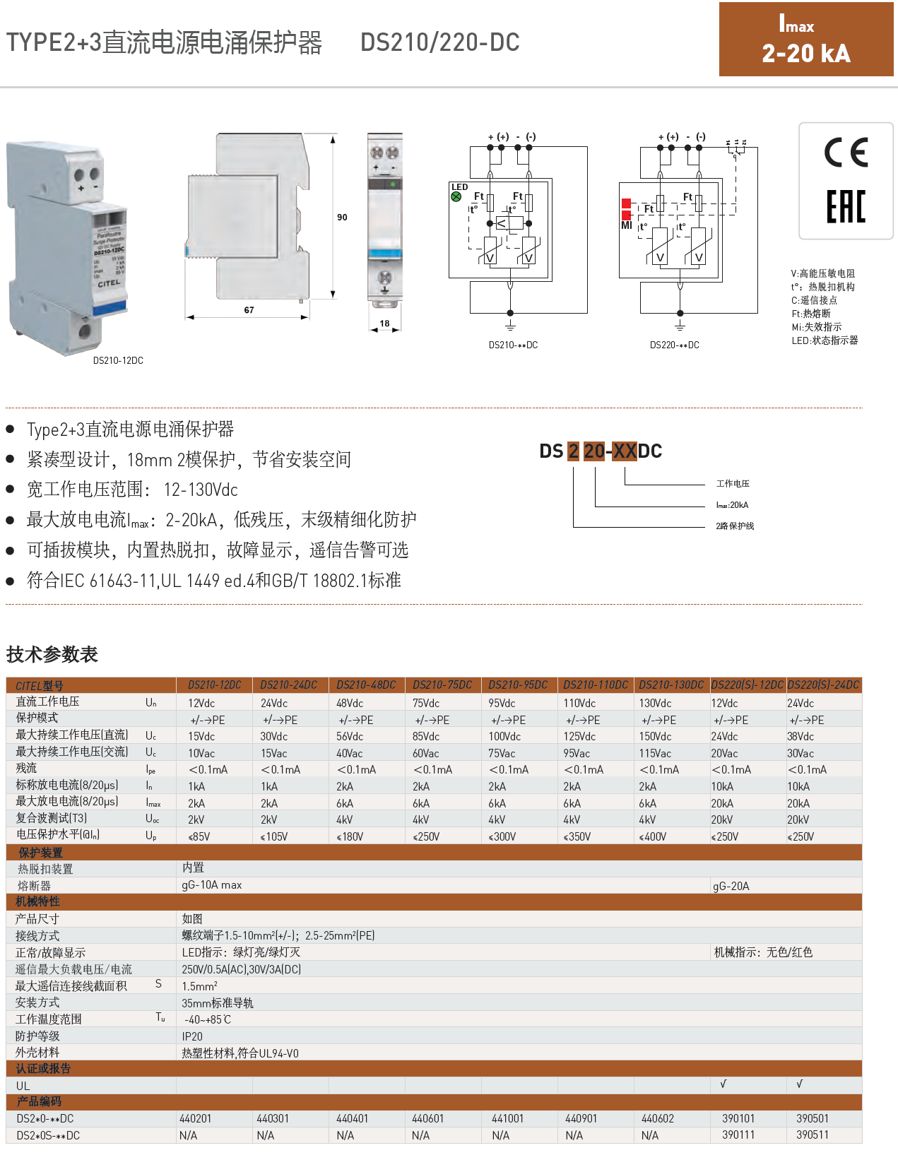 DS210-110DC CITEL西岱爾直流電源電涌保護器：專為110V直流系統(tǒng)打造的高效防護方案