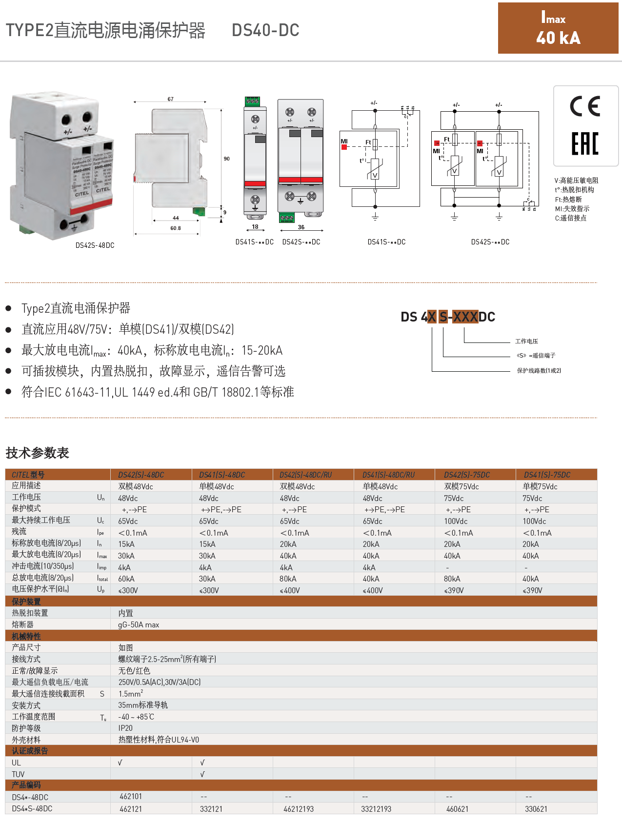 DS41S-48DC/RU CITEL西岱爾直流電源電涌保護器：48V直流系統(tǒng)的超能防護專家