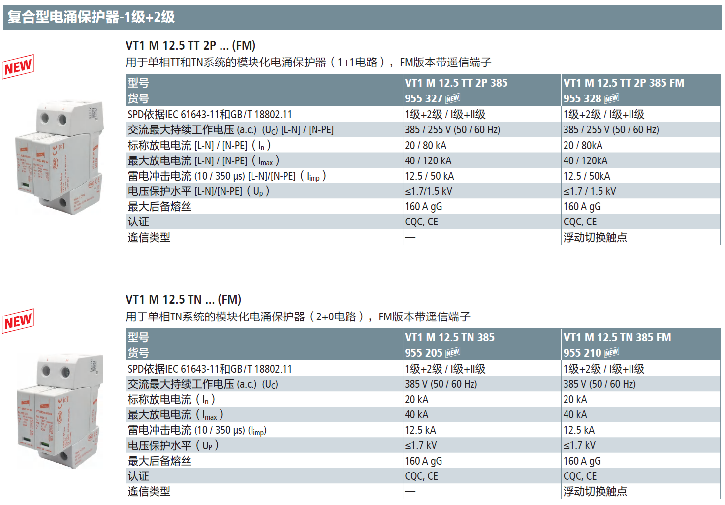 VT1 M 12.5 TN 385(955 205)，VT1 M 12.5 TN 385 FM(955 210)，VT1 M 12.5 TT 2P 385(955 327)，VT1 M 12.5 TT 2P 385 FM(955 328)