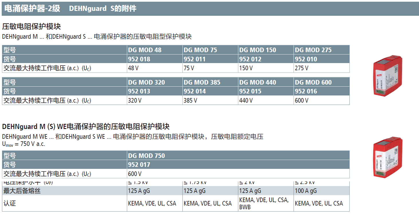 DG MOD 750 DEHN壓敏電阻型電涌保護(hù)器模塊：高效能保障設(shè)備安全運(yùn)行