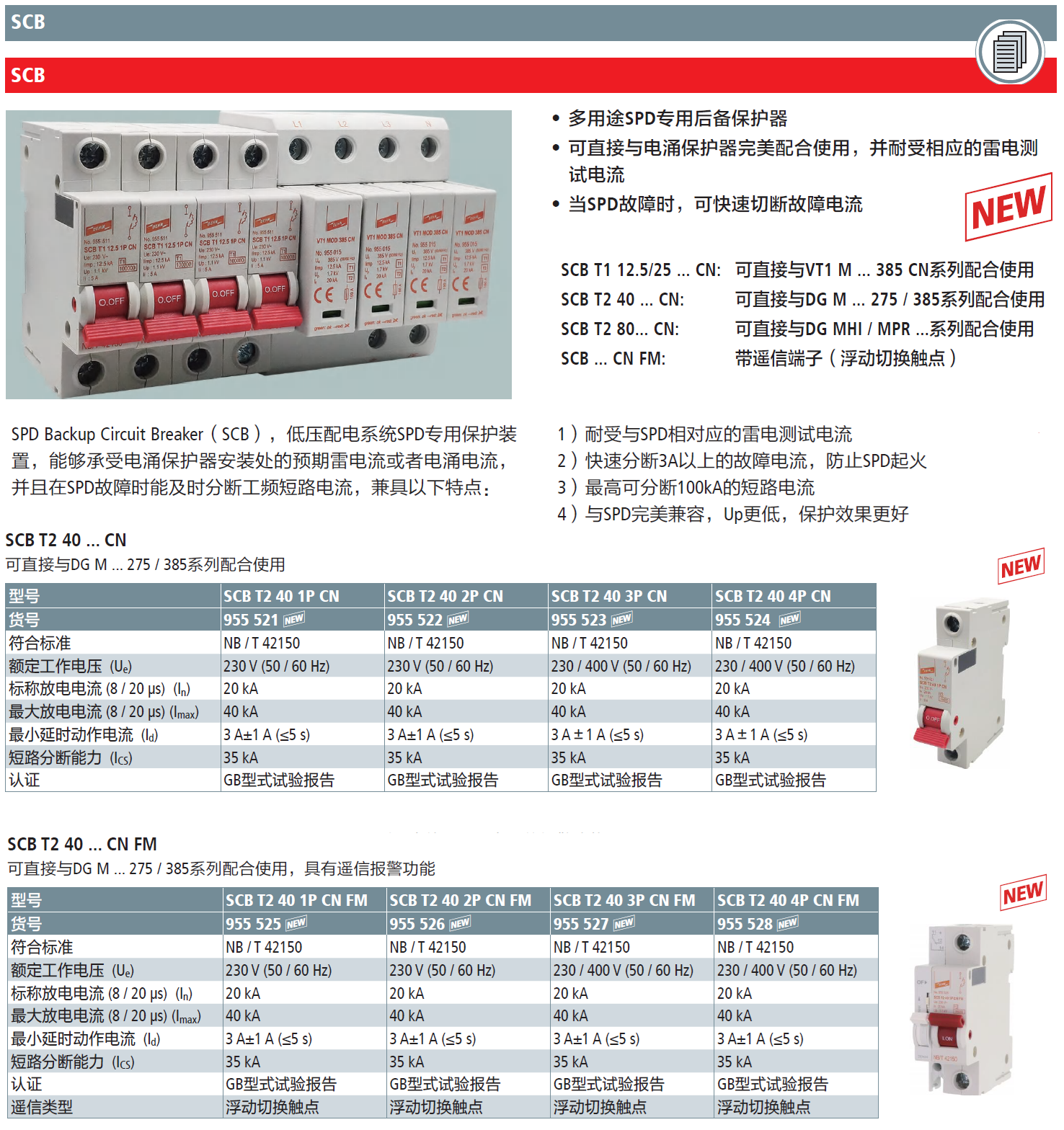 SCB T2 40 1P CN(955 521)，SCB T2 40 2P CN(955 522)，SCB T2 40 3P CN(955 523)，SCB T2 40 4P CN(955 524)，SCB T2 40 1P CN FM(955 525)，SCB T2 40 2P CN FM(955 526)，SCB T2 40 3P CN FM(955 527)，SCB T2 40 4P CN FM(955 528)