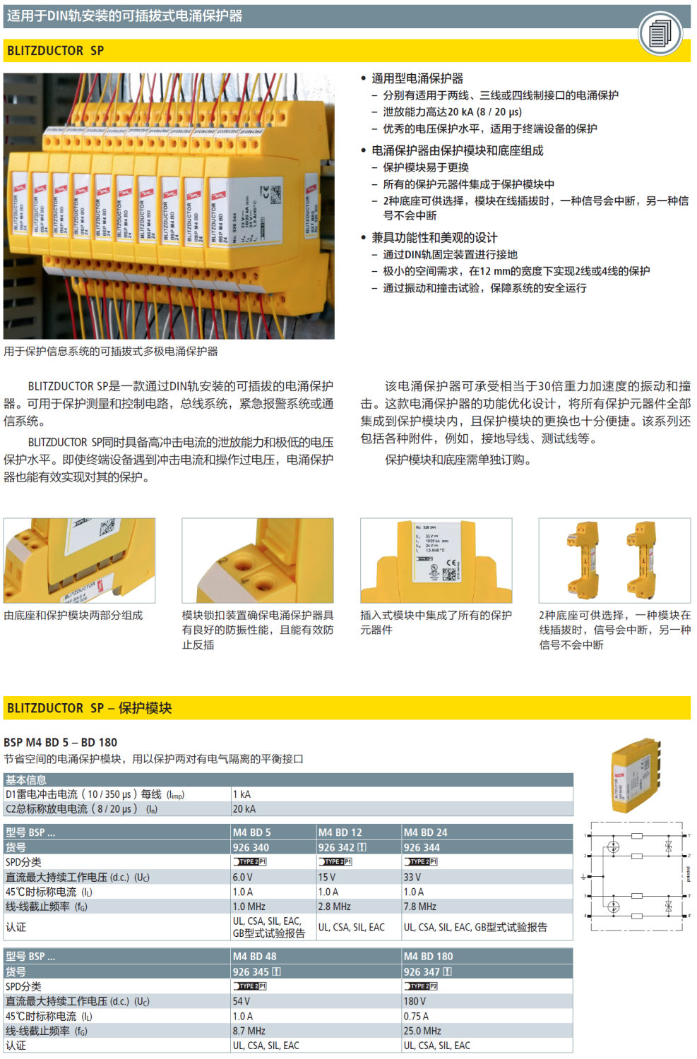 BSP M4 BD 5(926 340)，BSP M4 BD 12(926 342)，BSP M4 BD 24(926 344)，BSP M4 BD 48(926 345)，BSP M4 BD 180(926 347)