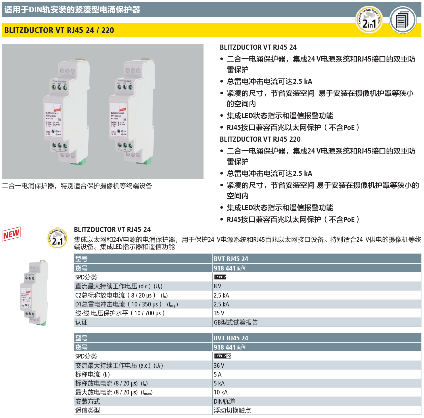 BVT RJ45 24 DEHN二合一防雷器：高效保護(hù)網(wǎng)絡(luò)與電