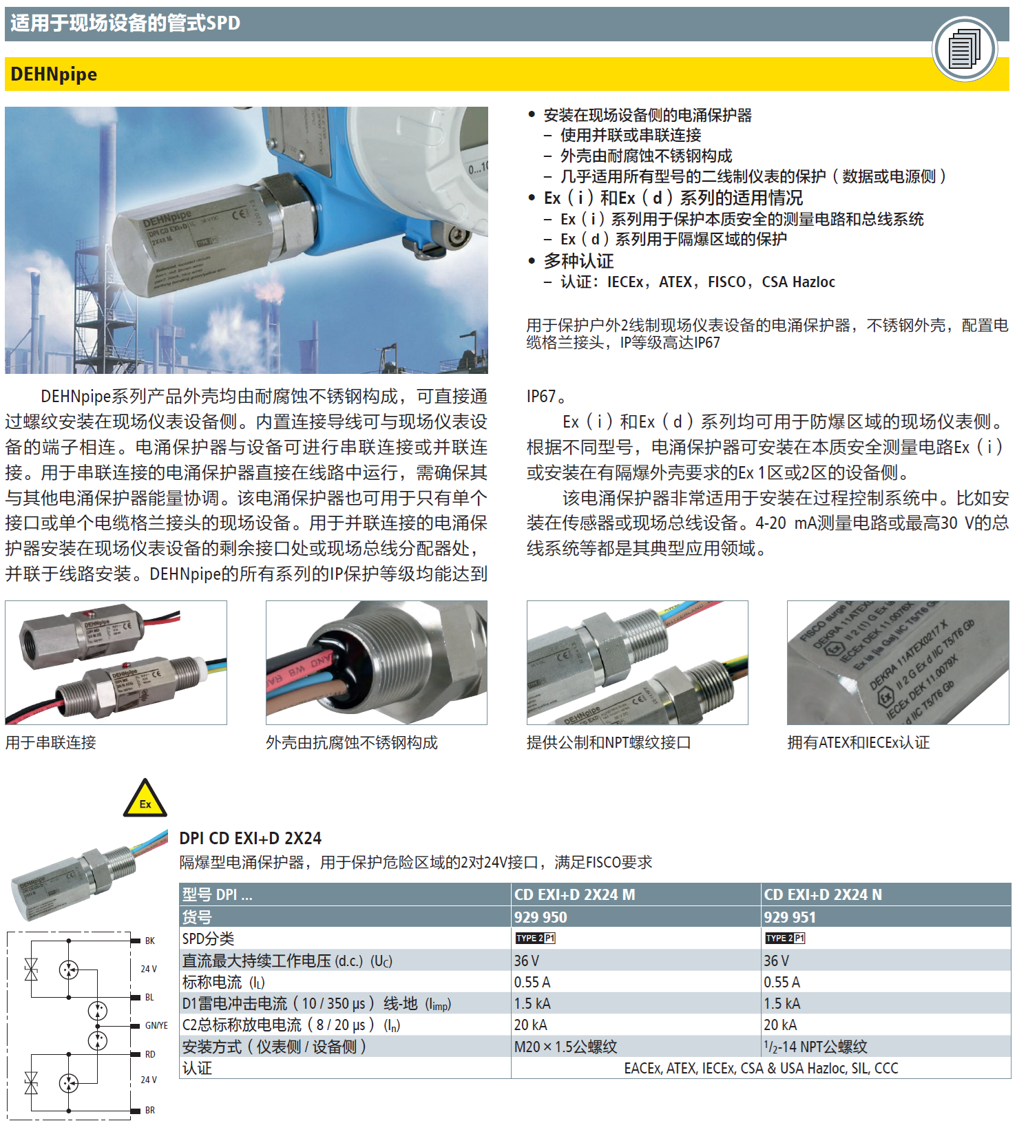 DPI CD EXI+D 2X24 N DEHN現(xiàn)場設(shè)備管式防雷器：工