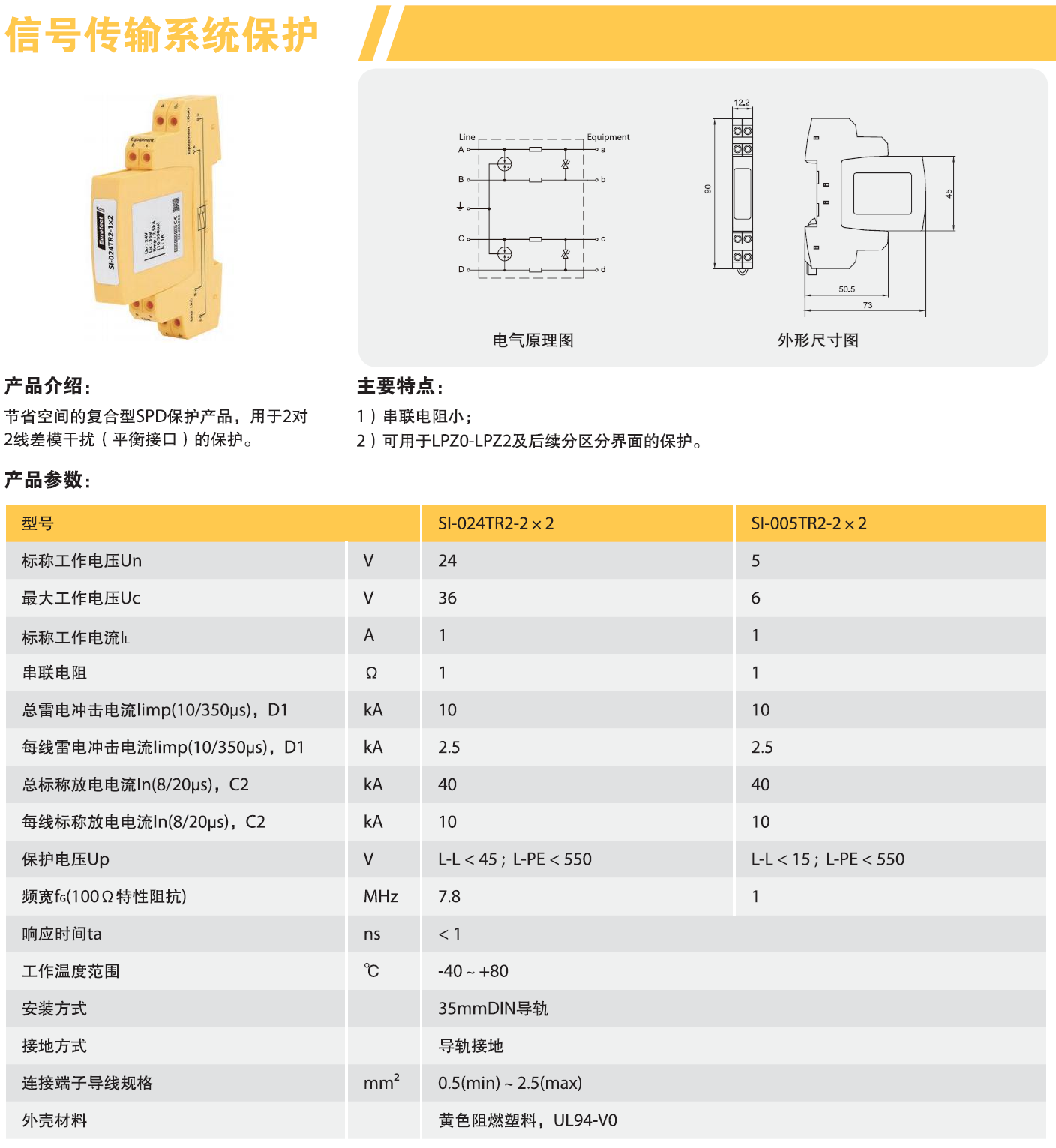 SI-024TR2-2x2 歐申信號(hào)防雷器：工業(yè)防雷保護(hù)的可