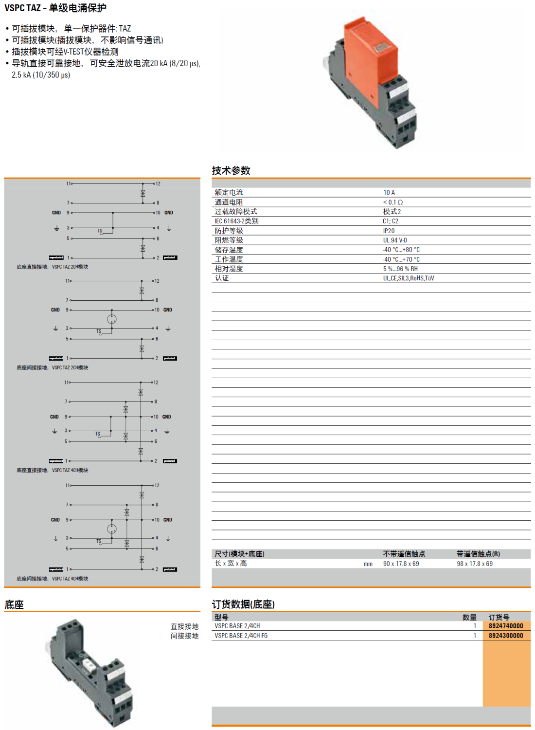 VSPC BASE 2/4CH FG：魏德米勒專為TAZ直流信號設