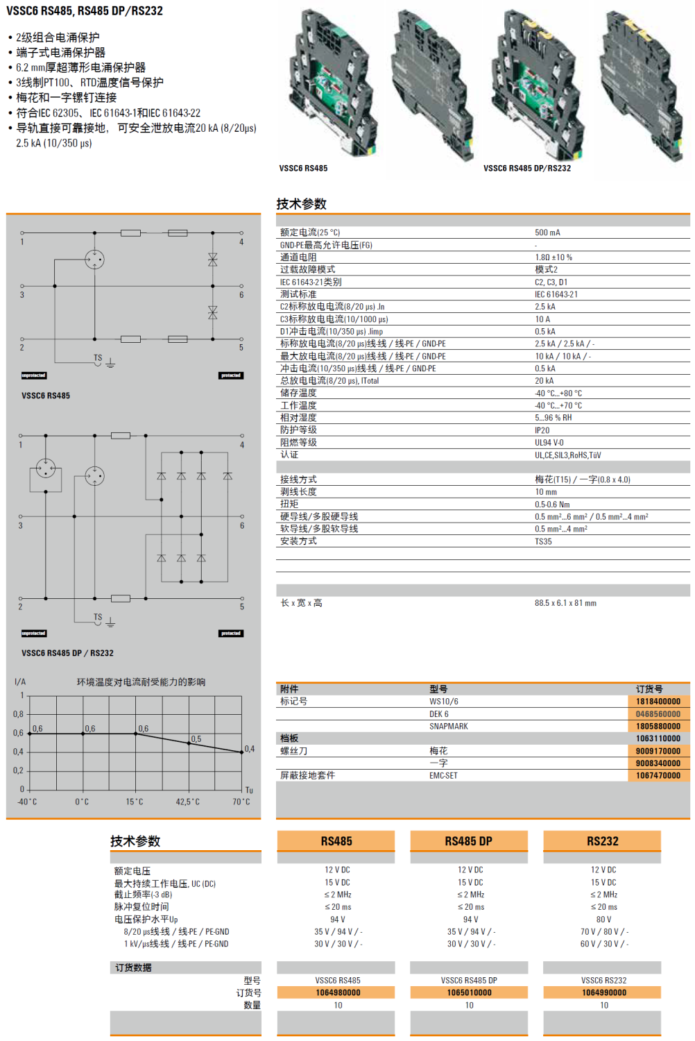 VSSC6 RS485 DP 魏德米勒信號電涌保護(hù)器：工業(yè)通