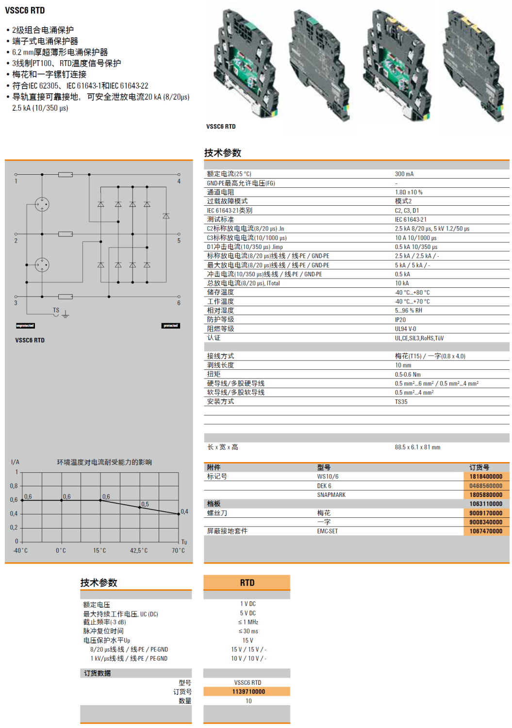 VSSC6 RTD 魏德米勒信號電涌保護(hù)器：精密信號防護(hù)